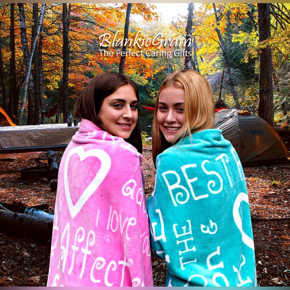 Friends I Love You Throw Blanket Perfect Heartfelt Gift (Baby Blue) - Picture 3 of 3